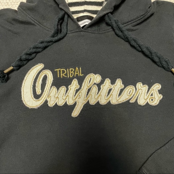 Bossini Cotton Black Drawstring Hoodie Sweatshirt with Embroidery Size M - Picture 2 of 5